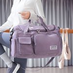 Personalised Ballet Silhouette Name Waterproof Large Travel Duffle Bag with Shoe Compartment and Shoulder Strap Birthday Gift for Dance Lovers