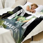 Personalized Cute Dinosaur Soft Throw Blanket with Initial Name Birthday Home Decor Baby Shower Gift for Kids