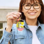 Personalisierte Bleistift Apple Design Acryl anfängliche Schlüsselanhänger mit Namen Geburtstag Anerkennung Dankeschön Geschenk für Lehrer