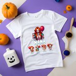 Personalised Spooky Horror Mama Crewneck T-shirt Sweatshirt with 1-4 Kid Names Halloween Party Gift for Mom Family