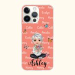 Coque personnalisée pour iPhone avec fleurs et noms d'anniversaire Cadeau de Noël pour femme