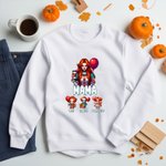 Personalised Spooky Horror Mama Crewneck T-shirt Sweatshirt with 1-4 Kid Names Halloween Party Gift for Mom Family