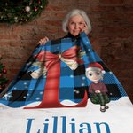 Plaid personnalisé avec initiales et nom pour la décoration de la maison Cadeau de Noël pour les enfants et la famille