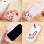 Personalised Shell Pattern Funny Shaker Assemblable Phone Case with Face Photo and Heart Shaking Charms for iPhone Birthday Gift for Family Friends