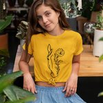 Maglietta personalizzata multicolore con nome e fiore di nascita del cavallo, 100% cotone, regalo di compleanno per gli amanti dei cavalli