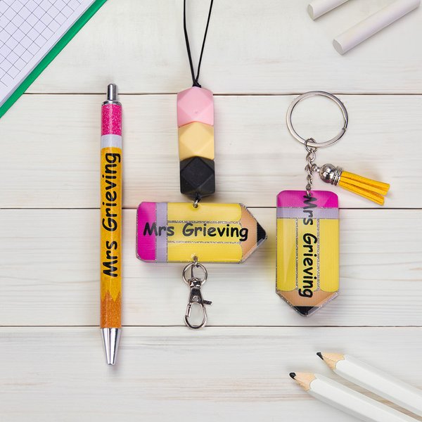 Glitter Pen and Crayon Lanyard Set - Teacher's Day Gift