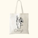 Personalised Horse Birth Flower Large Canvas Bag with Name Birthday Gift for Horse Lover