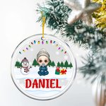 Personalised Cute Snowman Cartoon Character Acrylic Christmas Ornament with Name Christmas Tree Decor Party Favor Gift for Family