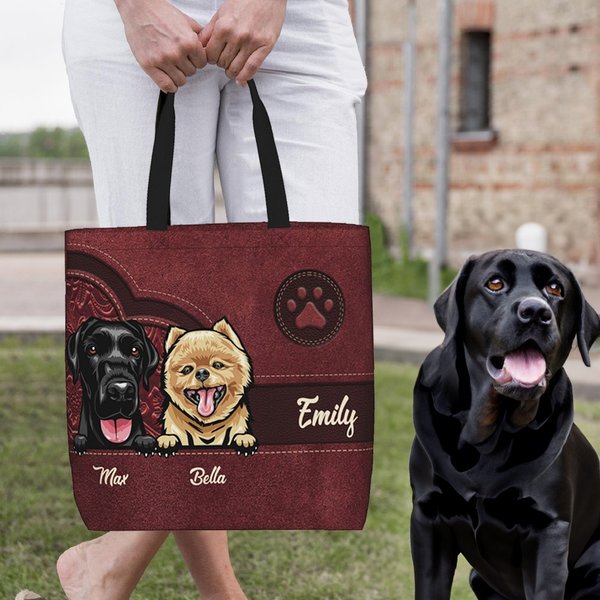 Personalizzato Retro Cartoon 1-6 cani stampa zampa Grande riutilizzabile Tote Bag con nome Compleanno Regalo di svago per gli amanti degli animali domestici cane