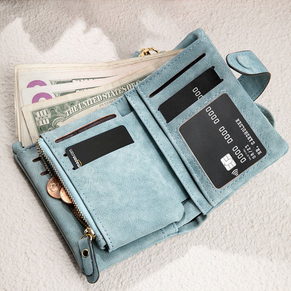 Portafoglio Militare Kpop Con Ciondolo, In Ecopelle, 8 Slot Per Carte E Tasca Con Cerniera - Regalo Per Ragazze E Donne