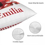 Personalisierte Plaid Holly Bogen Weihnachtsmann weiches Kissen Abdeckung mit Initiale und Name Home Decor Weihnachtsgeschenk für Familie