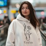 Personalised Multicolour Line Horse Birth Flower Sweatshirt Hoodie with Name Birthday Anniversary Gift for Friend Family