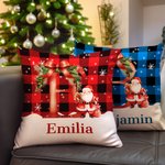 Personalisierte Plaid Holly Bogen Weihnachtsmann weiches Kissen Abdeckung mit Initiale und Name Home Decor Weihnachtsgeschenk für Familie