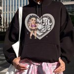 Personnalisé Grand Sis Mid Sis Lil Sis Y2K Heart Cartoon Girl T-shirt Sweatshirt Hoodie with Name Birthday Friendship Gift for Besties Women