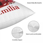 Personalizada Plaid Cartoon Character Holly Bow Initial Suave Funda de Almohada con Nombre Christmas Home Decor Regalo para la Familia