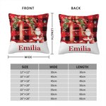 Personalisierte Plaid Holly Bogen Weihnachtsmann weiches Kissen Abdeckung mit Initiale und Name Home Decor Weihnachtsgeschenk für Familie