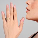 Personalised Double Heart Birthstone Cross Ring with Engraved Text Dainty Christian Jewellery Birthday Baptism Christmas Gift for Women