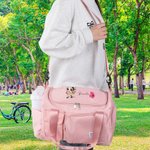 Personalized Cartoon Fashion Girl Birth Flower Name Waterproof Large Duffle Bag with Shoe Compartment and Shoulder Strap Birthday Gift for Women Girls