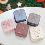 Boîte à bijoux de voyage en velours avec nœud et lumières colorées personnalisée avec nom Cadeau d'anniversaire et de Noël pour les femmes
