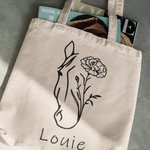 Personalised Horse Birth Flower Large Canvas Bag with Name Birthday Gift for Horse Lover