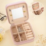 Personnalisé 1-8 Family Birth Flower Bouquet Portable Leather Name Jewelry Box with Mirror Travel Accessories Birthday Gift for Women