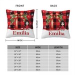 Personalizada Plaid Cartoon Character Holly Bow Initial Suave Funda de Almohada con Nombre Christmas Home Decor Regalo para la Familia