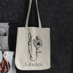Personalised Horse Birth Flower Large Canvas Bag with Name Birthday Gift for Horse Lover