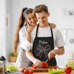 Personalised Colorful Lights Coquette Bow Adjustable Kitchen Apron with Name and Large Pockets Birthday Christmas Cooking Gift for Women