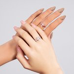 Personalised Double Heart Birthstone Cross Ring with Engraved Text Dainty Christian Jewellery Birthday Baptism Christmas Gift for Women