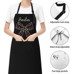 Personalised Colorful Lights Coquette Bow Adjustable Kitchen Apron with Name and Large Pockets Birthday Christmas Cooking Gift for Women