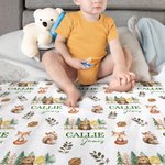 Personalizzato Cute Butterfly Rabbit Bird Woodland Animals Swaddle Blanket e Knot Hat Set con nome Baby Shower Birthday Gift per neonati
