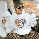 Personnalisé Grand Sis Mid Sis Lil Sis Y2K Heart Cartoon Girl T-shirt Sweatshirt Hoodie with Name Birthday Friendship Gift for Besties Women