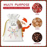 Personalised Colored Lights Coquette Bow Name Drawstring Gift Bag with Kraft Paper Tag Merry Christmas Party Favors for Kids Family