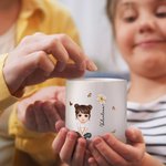 Personalised Cute Cartoon Character Birth Flower Ceramic Money Box with Name Birthday Children's Day Gift for Kids