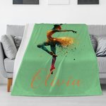 Personalized Ink Ballerina Street Dancer Soft Throw Blanket with Name Home Decor Birthday Christmas Gift for Dancer