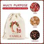 Saco de regalo personalizado con las iniciales de Papá Noel y el nombre de la familia para la fiesta de Navidad