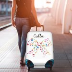 Couvre-bagages personnalisé avec nœud Coquette et lumières de Noël pour valise de 18 à 32 pouces Accessoires de voyage Cadeau pour les amoureux du voyage