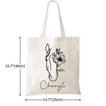Personalised Horse Birth Flower Large Canvas Bag with Name Birthday Gift for Horse Lover
