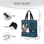 Personalized Retro Pattern Cartoon 1-6 Dogs Cats Paw Print Large Tote Bag with Name Birthday Gift for Pet Lover