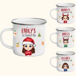 Personalised Jingle Bell Gingerbread Cartoon Character 11oz Silver Rim Enamel Mug with Name Birthday Christmas Gift for Boys Girls