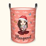 Gepersonaliseerde Cartoon Karakter Geboorte Bloemen Boeket Grote Waterdichte Wasserij Opbergmand met Naam en Handvat Verjaardag Kerstcadeau voor Vrouw