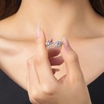 Personligt Dainty Stapelbar Blommig Fjäril Öppen Ring med Födelsesten Födelsedagspresent för Kvinnor