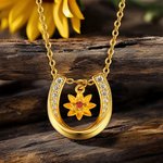 Collana personalizzata di fiori di nascita a ferro di cavallo con pietra di nascita Fascino di buona fortuna Gioielli Regalo di compleanno e anniversa