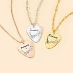 Personalizada Grabado Nota Símbolo Guitar Pick Colgante Collar con Nombre Dainty Música Joyería Cumpleaños Regalo para Guitarristas Amantes