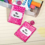 Personalised Glitter Pencil Crayon Apple Wide Ruled Notebook Earrings with Name Appreciation Back to School Gift for Teacher