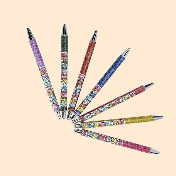 Personlig färgglad glittrande dalmatiner prickar infällbar kulspetspenna med namn födelsedag uppskattning present till lärare student