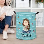 Gepersonaliseerde Cartoon Karakter Geboorte Bloemen Boeket Grote Waterdichte Wasserij Opbergmand met Naam en Handvat Verjaardag Kerstcadeau voor Vrouw