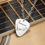 Personalizada Grabado Nota Símbolo Guitar Pick Colgante Collar con Nombre Dainty Música Joyería Cumpleaños Regalo para Guitarristas Amantes