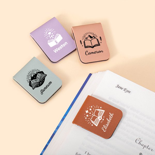 Personalisiertes PU-Leder Lesezeichen Magnetischer Clip mit Namen Buch Schloss Welle Schule Büro Schreibwaren Zubehör Geburtstagsgeschenk für Lesern
