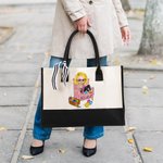 Sac en toile de grande capacité avec nom pour ranger le fil Cadeau d'anniversaire pour les amateurs de tricot et de crochet